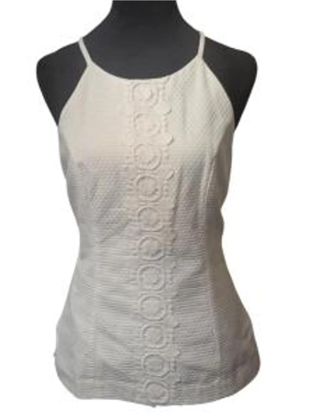 LILLY PULITZER White Sleeveless Cotton Halter Top Zip Crochet size 0 EUC